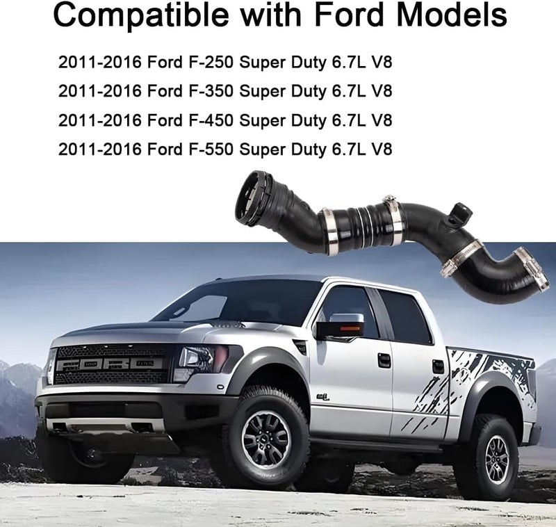 HUGALL 667-300 Cold Side Intercooler Pipe Kit Compatible with 2011 2012 2013 2014 2015 2016 F250 F350 F450 F550 V8 6.7L Intercooler Hose Kit, Black - Image 2